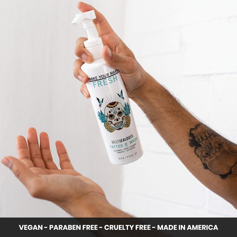 Billy Jealousy Make Your Mark Fresh Tattoo Wash, Cleansing and Hydrating Tattoo Aftercare Enriched With Cucumber and Rosemary, 16 Fl Oz