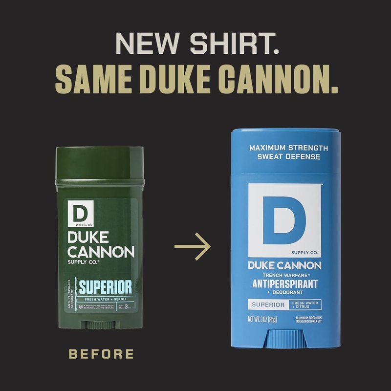 Duke Cannon Trench Warfare Antiperspirant Deodorant for Men – Fresh Water & Citrus Scent, Aluminum-Based, 3 oz, Long-Lasting Sweat Defense with Aloe & Vitamin E
