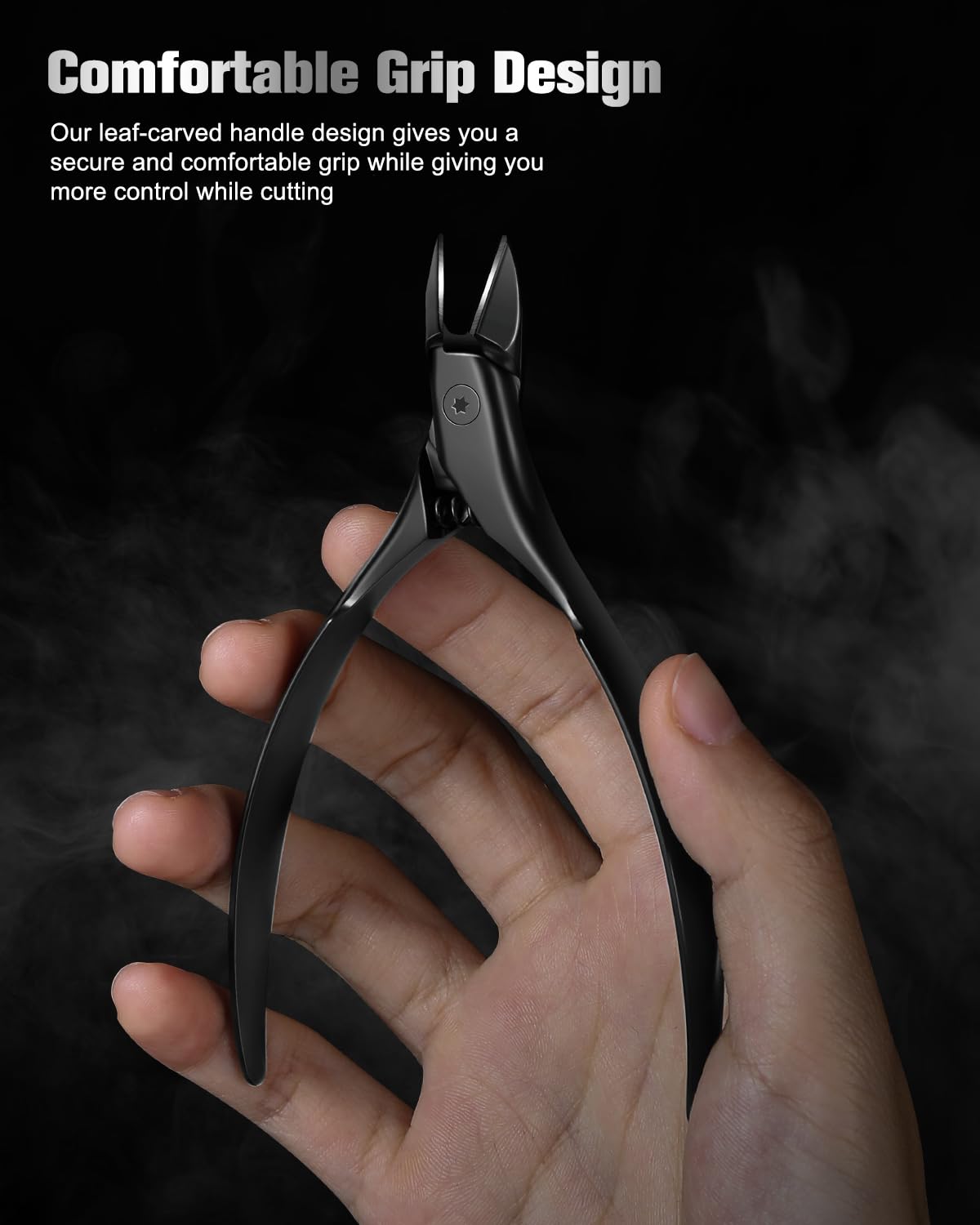 FERYES Tilted Straight Blade Ingrown Toenail Clipper, Stainless Steel Toenail Clippers for Thick Nails, Sharp Toe Nail Clippers for Seniors for Ingrown Toenail Care (Black)