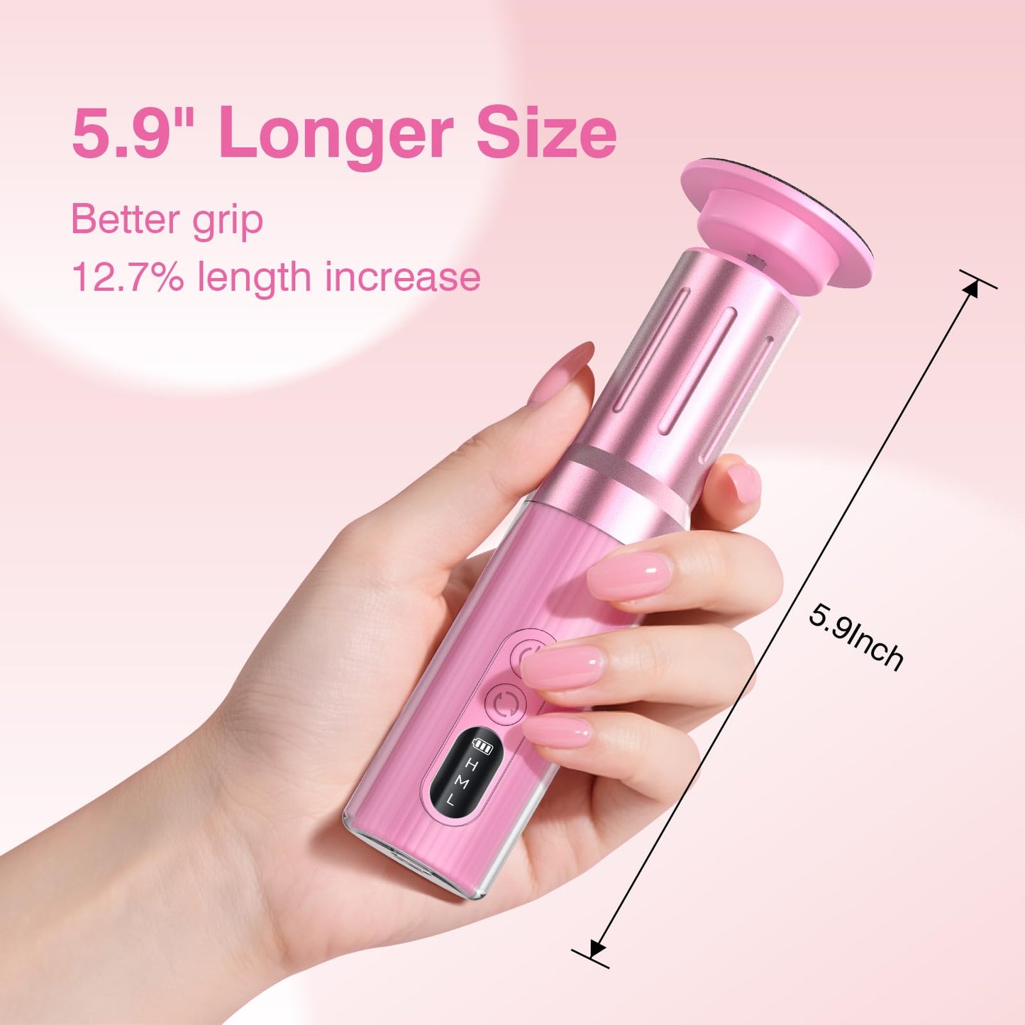 ANI·DIO Electric Foot Callus Remover,2 in 1 Cordless Rechargeable Foot File & Nail Sander,6 Adjustable Speeds,40 Sanding Bands, 1200mAh Battery,Ergonomic 5.9" Handle,Travel Essentials (Pink, M)