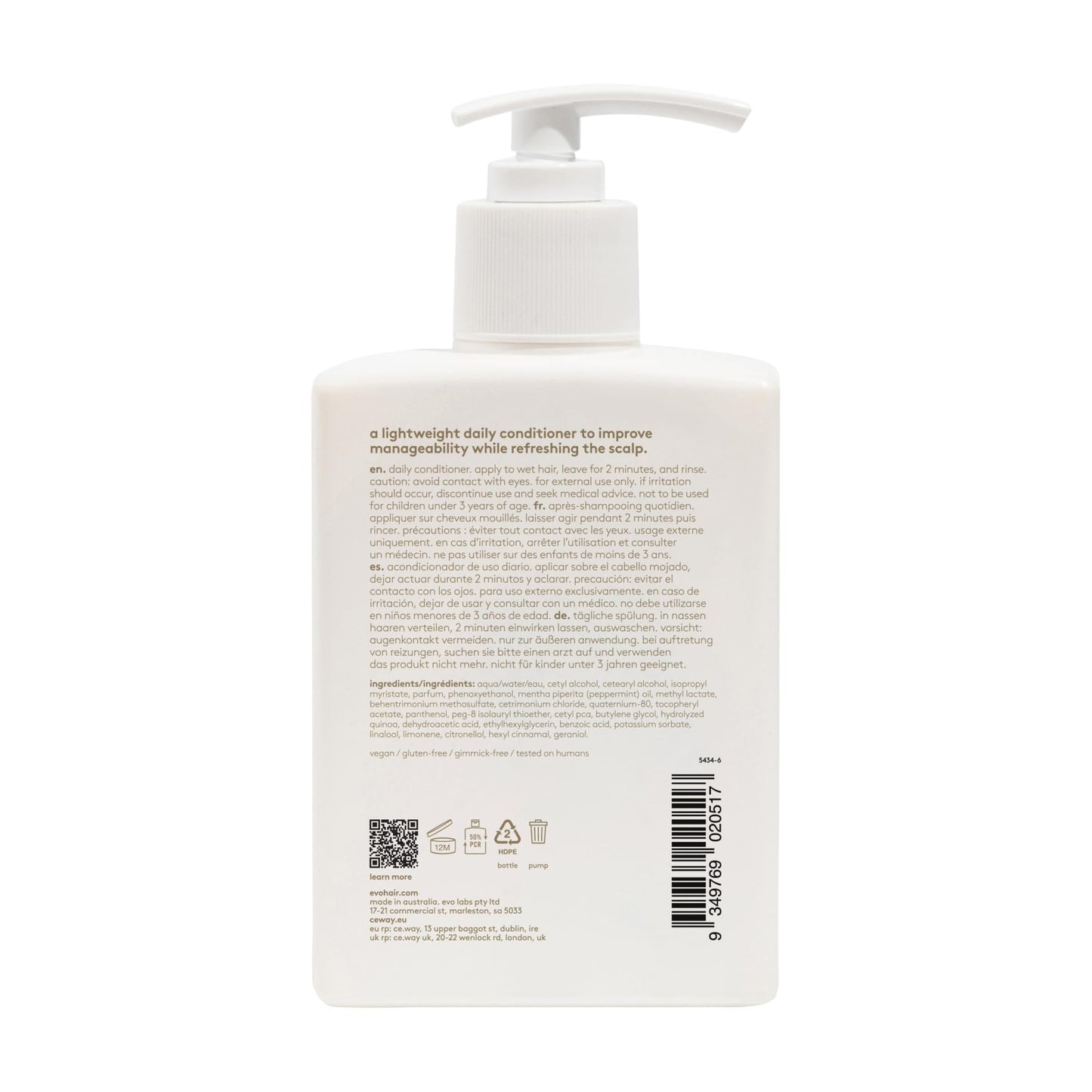 Evo Normal Persons Daily Lightweight Conditioner for Normal to Oily Hair - Refreshes Scalp, Reduces Frizz & Strengthens - 10.1 fl oz