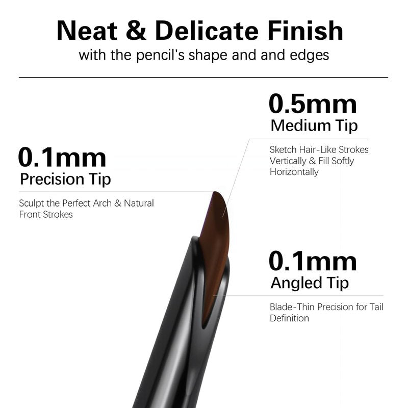 Microblading Eyebrow Pencil - Retractable Definer with Angled Precision Tip | Long-Lasting Waterproof, 0.1MM Ultra Slim, Deep Brown