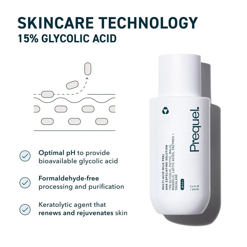 Multi-Acid Milk Peel - 15% Glycolic Acid Exfoliating Solution | Hydrating Chemical Exfoliant, 7.6oz