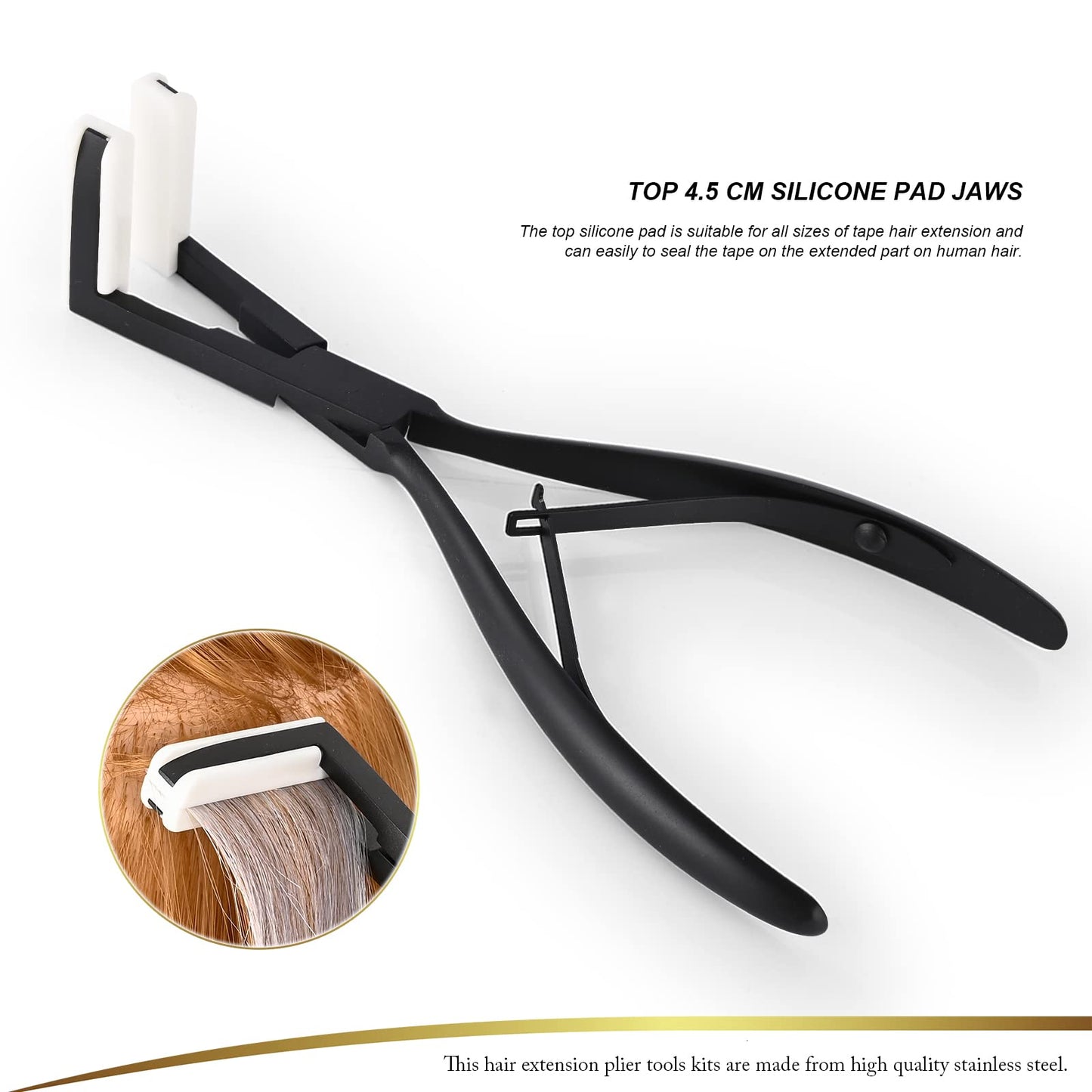EHDIS Hair Extensions Tools Kit Tape in Hair Extensions Pliers Flat Surface Hair Sealing Pliers with Double-Sided Hair Extension Replacement Tape Lace Front Wig Adhesive Tape Roll Tape Scraper Tool