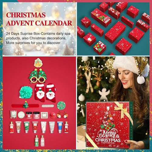 LUCOTIYA Advent Calendar 2025-24 Days of Beauty Advent Calendar, Bath and Body Gifts Sets for Women, Christmas Gifts Baskets for Women, Skincare Beauty Gift Baskets