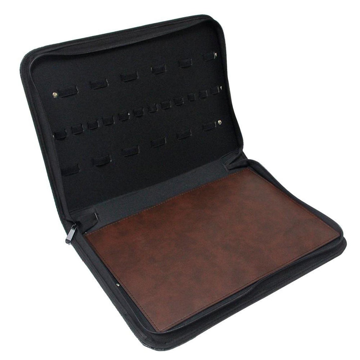 PU Leather Hair Scissors Case Pouch – Holds 24 Shears, Large Capacity Barber Organizer Bag, Durable Portable for Hairdresser Stylist – 15.35 x 11.02 x 1.96 Inch