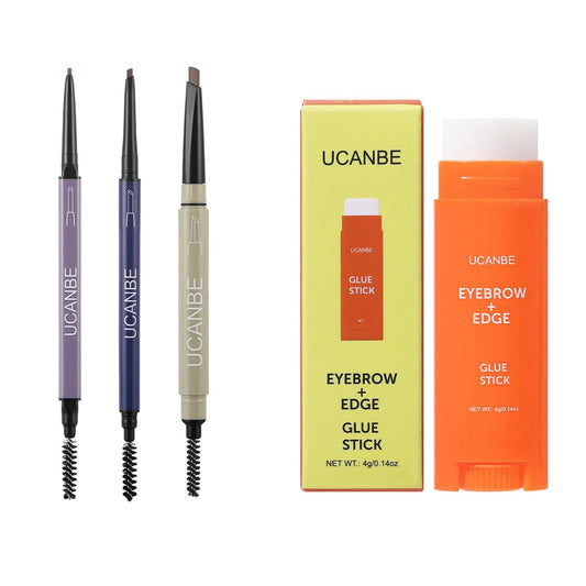 UCANBE Eyebrow Pen - Eyebrow Pencil 3-in-1 Eye Brow Pencils for Women & brow glue,waterproof eyebrow pencil,eye brow gel,Long-Lasting Dual-Sided Brow Pencil with 3 Types Tips,02Light Brown