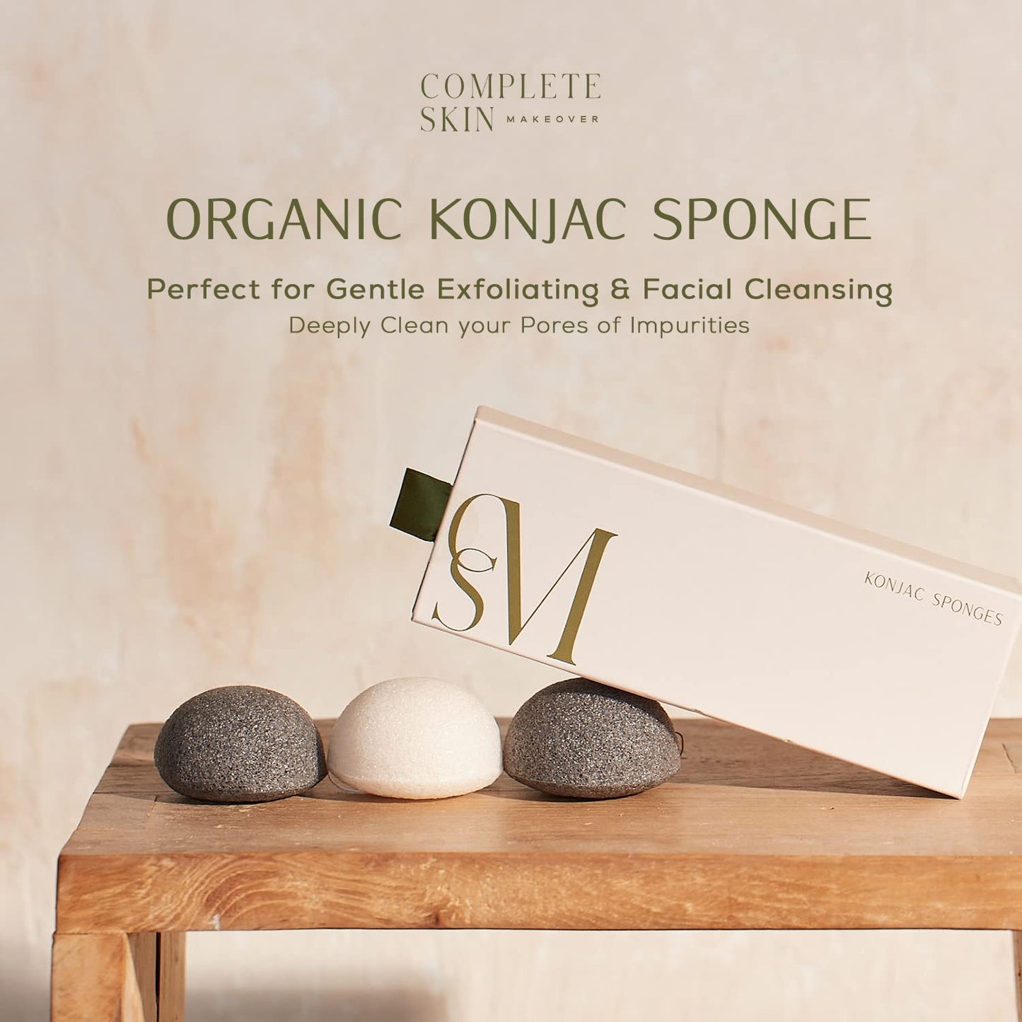 CSM Body Brush & Konjac Sponges (3-Pack) Bundle - Wet or Dry Body Brush - Reduce The Appearance of Cellulite, Dry Skin. Improves Circulation Facial Sponges - Cleanses Dirt, Oil, Dead Skin, and Makeup