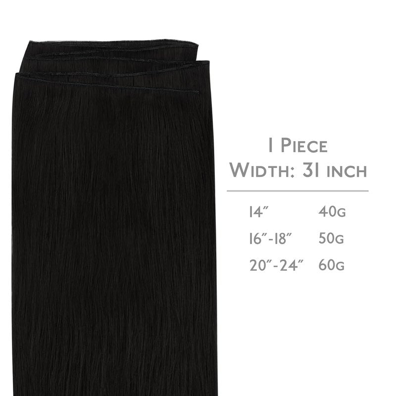 **Genius Sew-In Weft Hair Extensions - Real Human Hair, 14" Jet Black, Luxury Remy Straight**