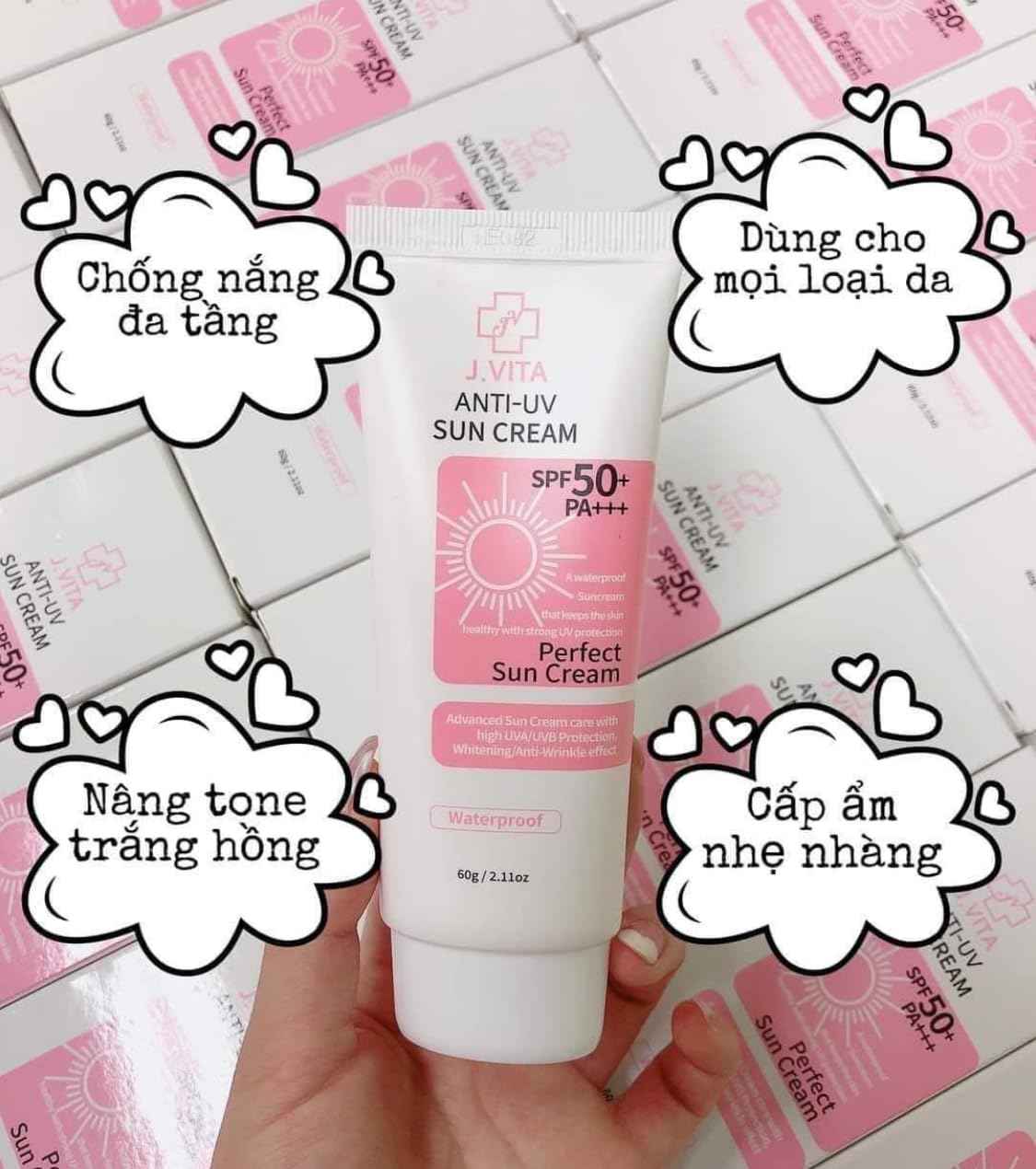 Korea J.Vita Anti-UV Sun Cream 60g / 2.11oz. SPPF50+ PA+++Perfect Waterproof Sunscreen that Keeps Skin Moisturize & Healthy with Strong UV Protection