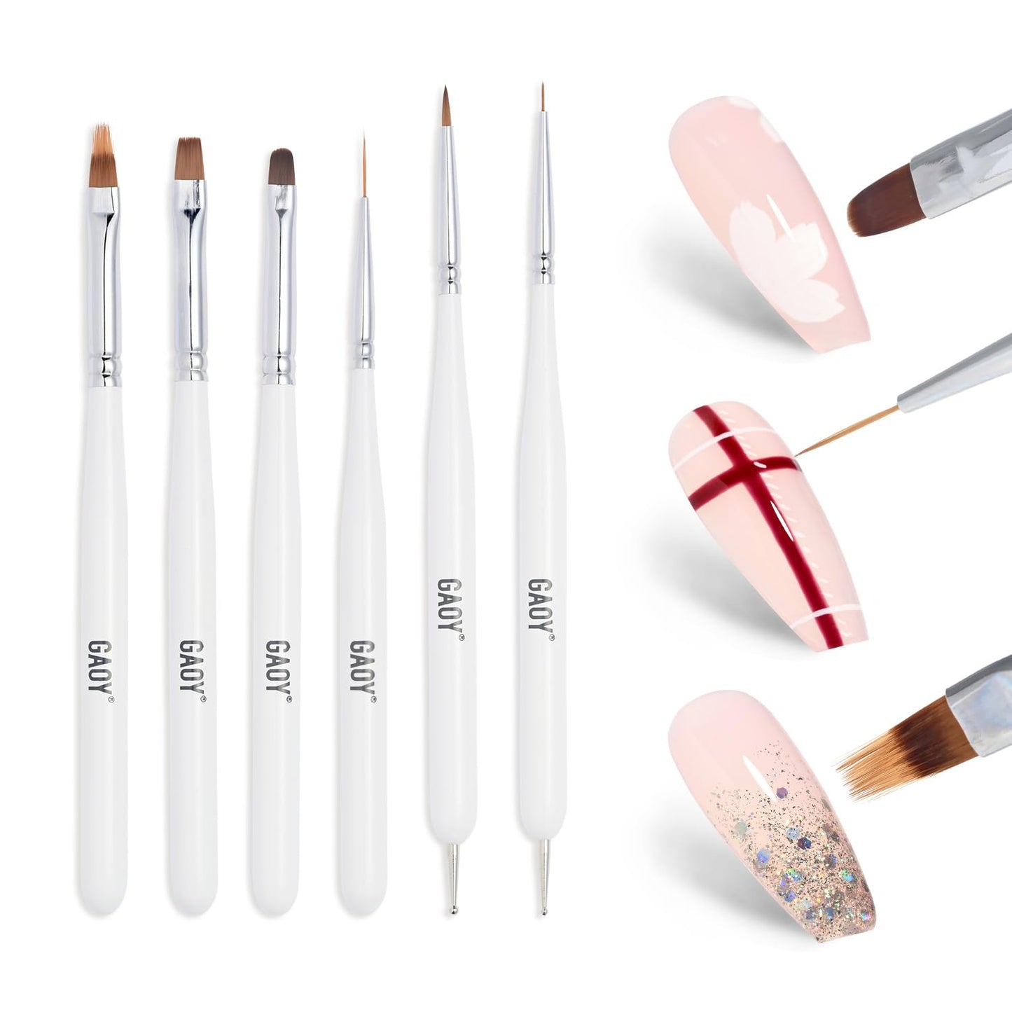 GAOY 8 Pcs Nail Brushes for Nail Art, Nail Design Tools for Nail Detail Painting, French Liner and Dotting Pens for Nail DIY