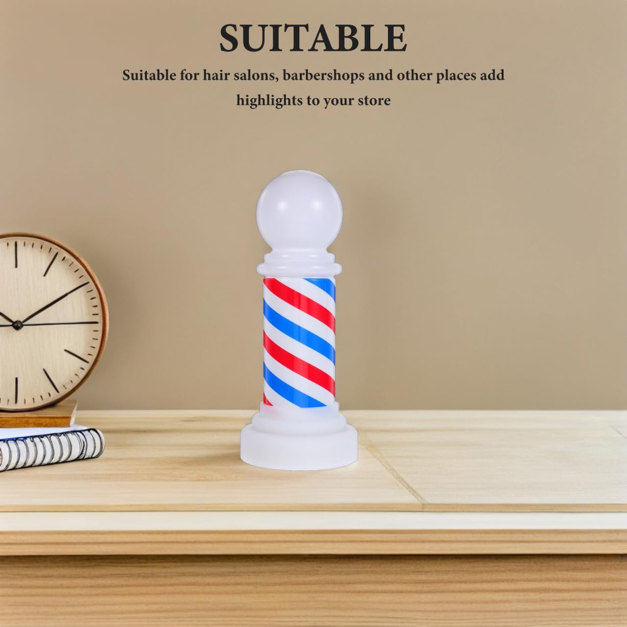 FRCOLOR Barber Equipment Emblems Barber Light Hair Salon Pole Salon Be in Business Sign Pole Light Lamp Plug in Night to Rotate Plastic White