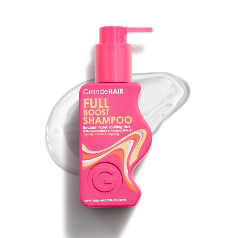 Grande Cosmetics GrandeHAIR Peptide Shampoo - Cleanses, Exfoliates & Reduces Fallout, Sulfate-Free - for Fuller-Looking Hair - Travel Size (2 fl oz)