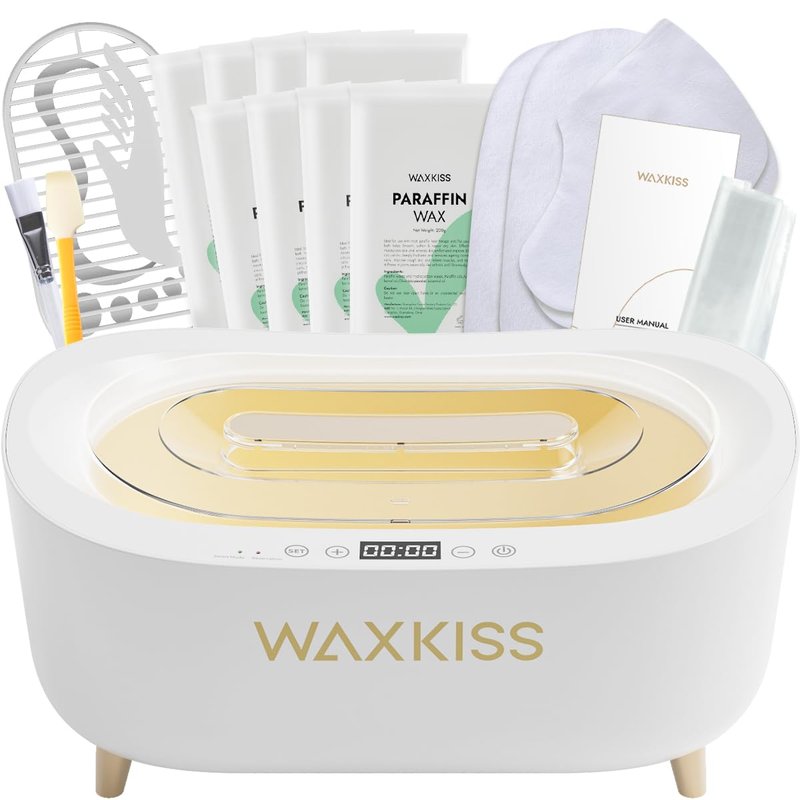 Waxkiss Intelligent Paraffin Wax Machine for Hands & Feet, 8 Pack Refills Paraffin Wax Warmer Kit for Professional Spa (A)