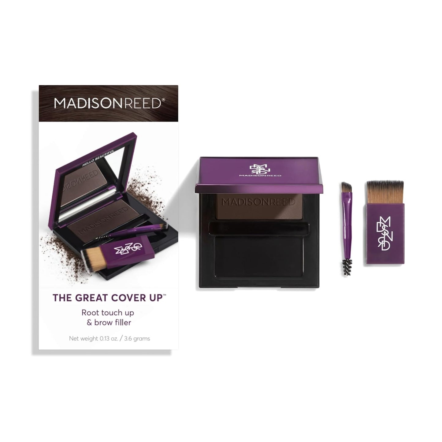 Madison Reed Root Touch Up Powder - Ombra Dark Brown | Instant Gray Coverage & Brow Filler, 0.13 oz (60 Uses)