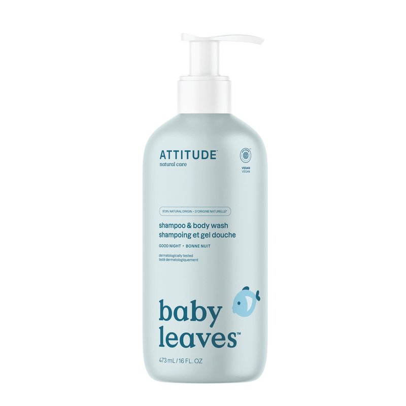ATTITUDE 2-in-1 Shampoo and Body Wash for Baby, EWG Verified, Dermatologically Tested, Vegan, Good Night, 16 Fl Oz