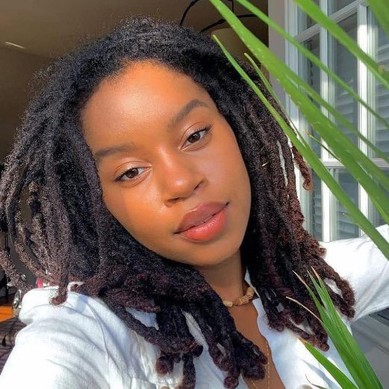 Loc Extensions Human Hair Dreadlock Extensions for Men/Women 6 inch 30 Strands 100% Natural Black Full Handmade Permanent Real Human Hair Can Be Dyed and Bleached (6Inch/30 locs，Natural Black/0.8cm)