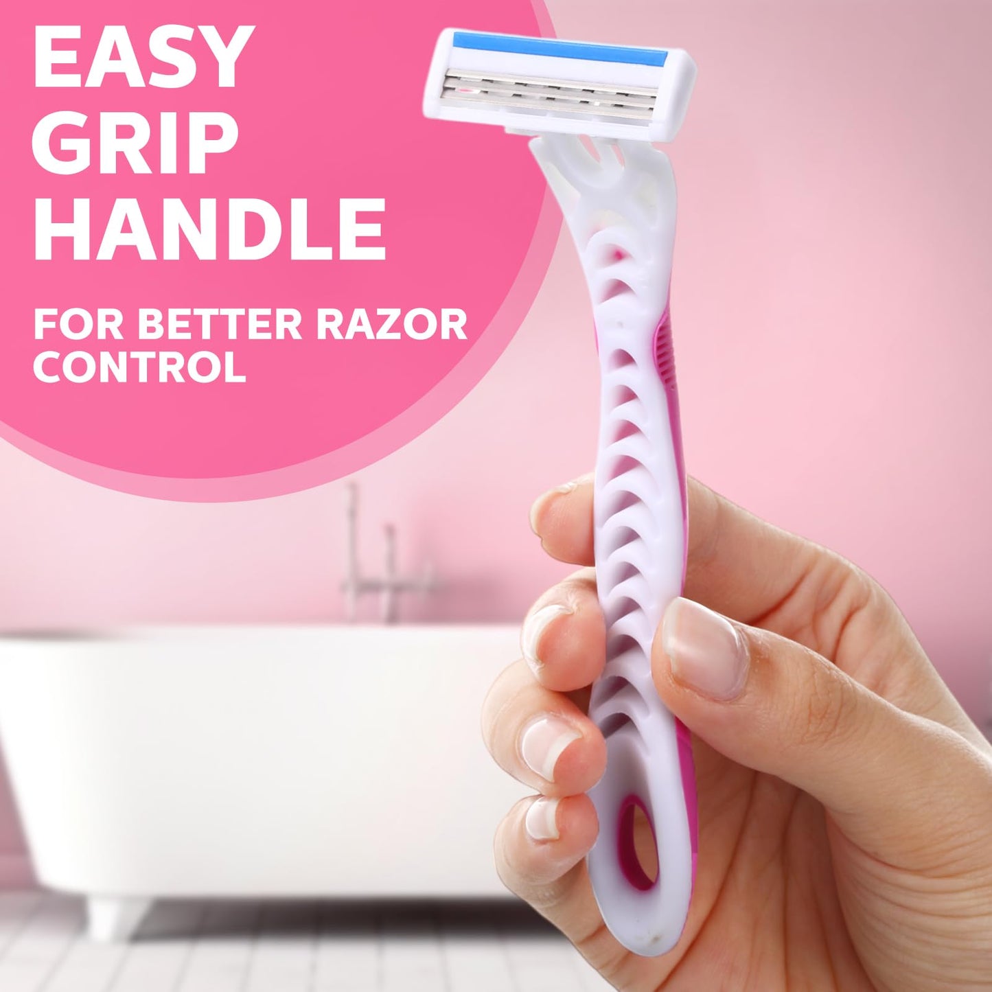 Leriton 72 Count Women's Disposable Razors Blades Bulk 3 Blade Razors for Women Disposable Head Razor Sensitive Skin Razor Comfortable Shave for Bathing Hotel Travel