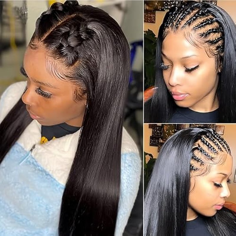 Straight Wigs Human Hair 13x6 Lace Front Wigs Human Hair Straight Lace Front Wigs 24 Inch Pre Plucked Transparent Lace Frontal Glueless Wigs for Women Hair Replacement Wigs