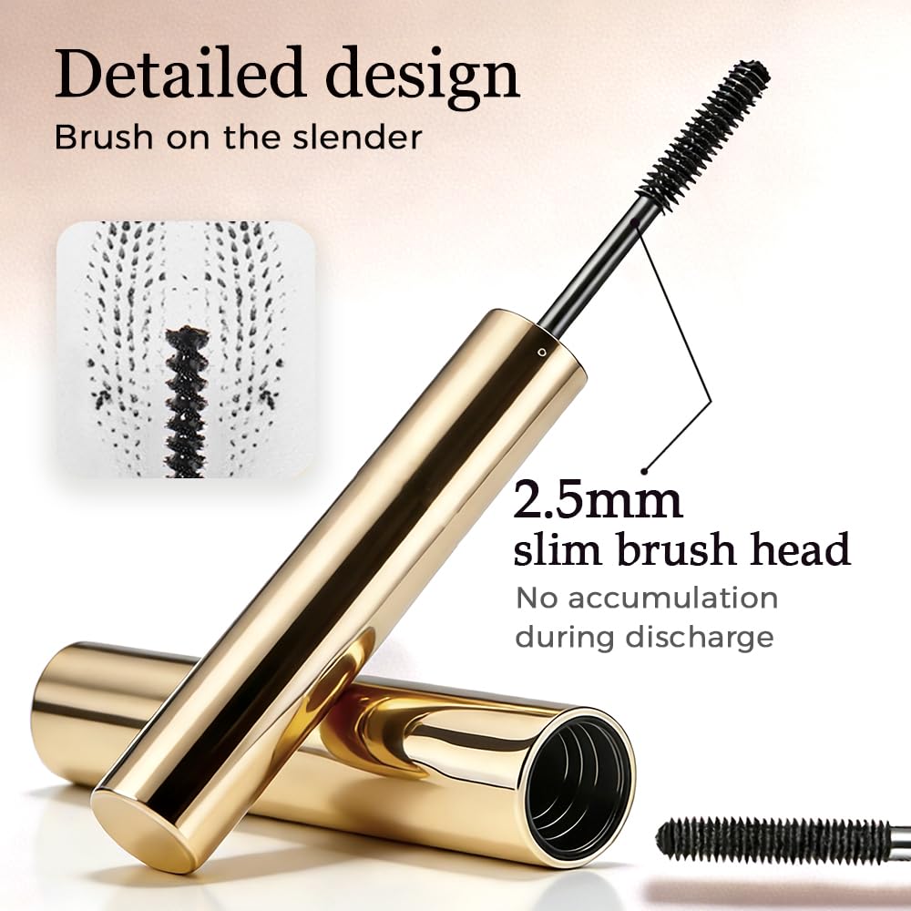 Ultra-Fine Lengthening Waterproof Quick-Dry Mascara, Waterproof Quick Drying Curling Mascara, Wand Mascara, 3D Curling Eyelash Long, Lasting Smudge-Proof No Clumping (Black)