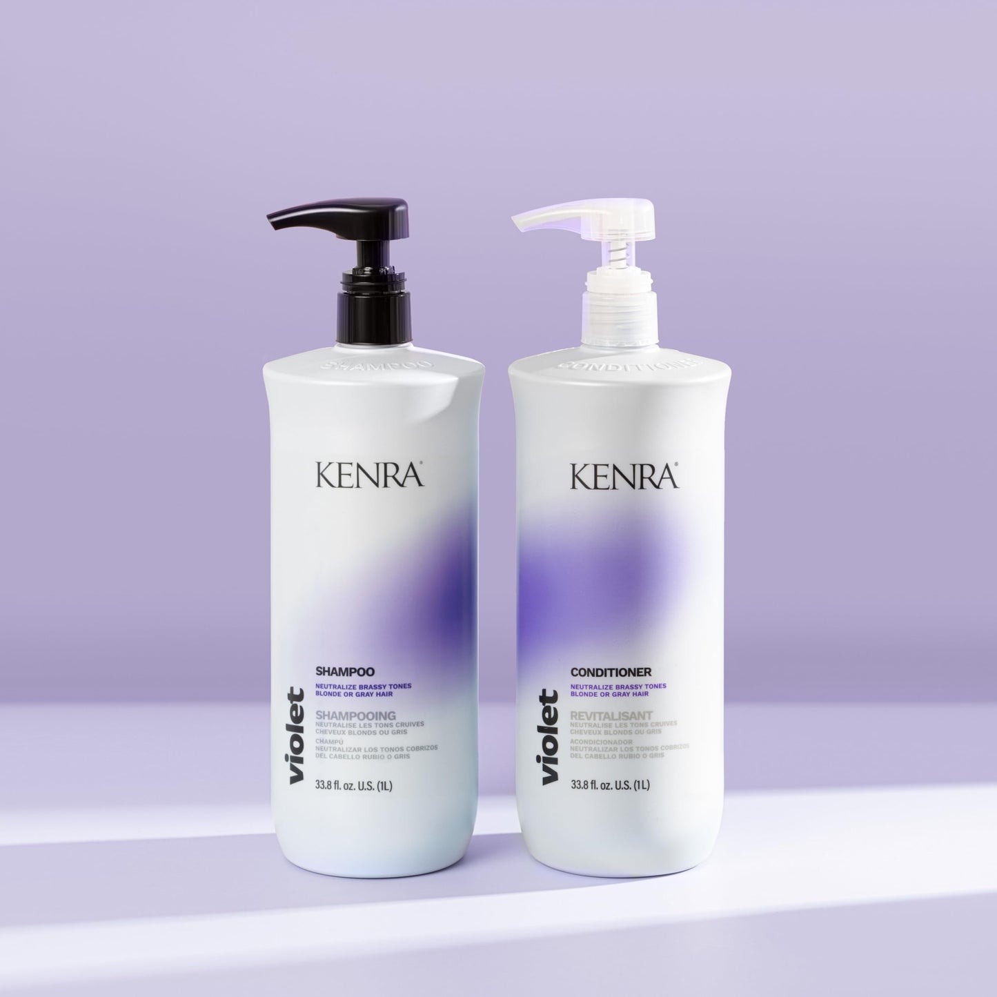 Kenra Violet Shampoo & Conditioner Set | Eliminates Brassy Tones | Purple Pigment + Deposit | Neutralizes Yellow | Moisturizes Processed Hair | Enhances Vibrancy of Blonde or Gray Hair | Liter Duo