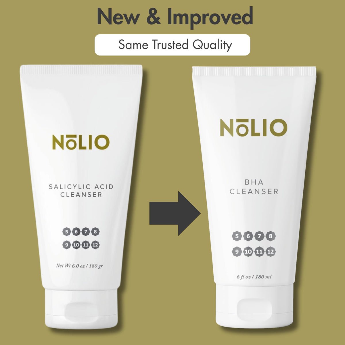 NOLIO BHA Cleanser – Salicylic Acid & Glycolic Acid Face Wash for Acne & Oily Skin – Exfoliating Daily Cleanser – Gently Removes Excess Oil, Dirt & Impurities – 6.7 fl oz