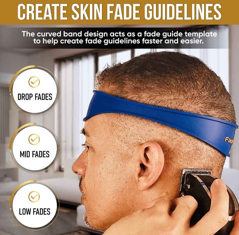Fade Guide Headband & Neckline Shaving Template | Curved Silicone Hair Cutting Tool for DIY Men’s Haircut | Grooming Kit & Self Haircut Trimming Guide for Clippers