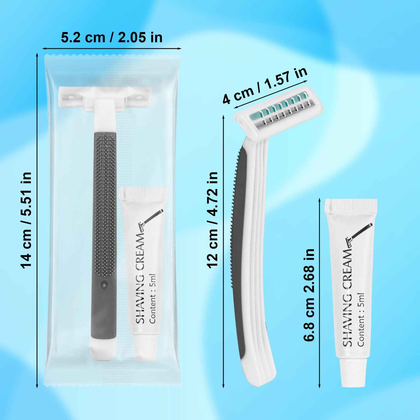 Disposable Razors Bulk, Razors Individually Wrapped Bulk, Travel Razors Bulk With Shaving Cream For Hotels, Shelters, Homeless, Nursing Homes, Charities, Churches, Gray (60-PACK)