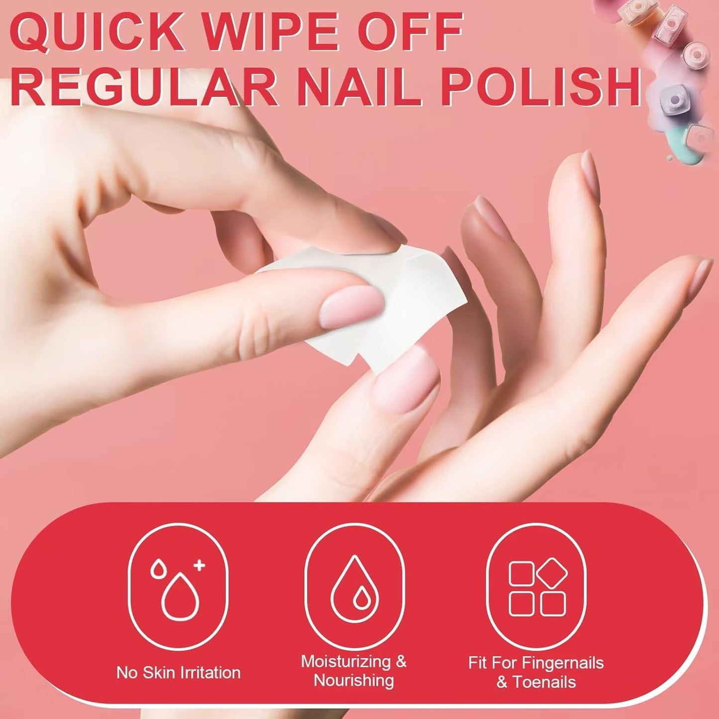 MAYEEN Nail Polish Remover Pads 100 Pack Individually Wrapped Acetone Gel Polish Remover Pads Nail Polish Remover Wipes Travel Pad For Gel & Acrylic Nails Moisturizing & Gentle