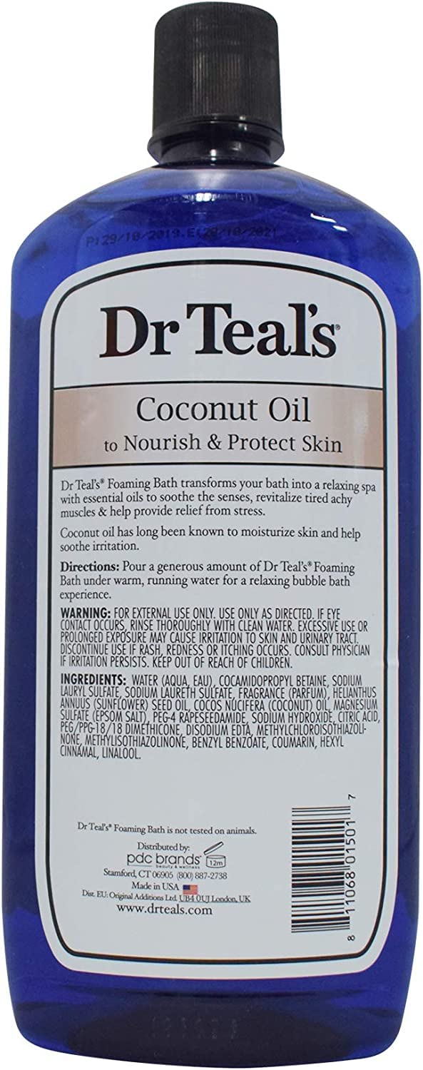 Dr. Teal's Coconut Oil Foaming Bath Gift Set (3 Pack, 34oz Ea.) - Nourish & Protect Coconut Oil Blended with Pure Epsom Salt Calms the Mind & Provides Relief from Daily Aches & Pains