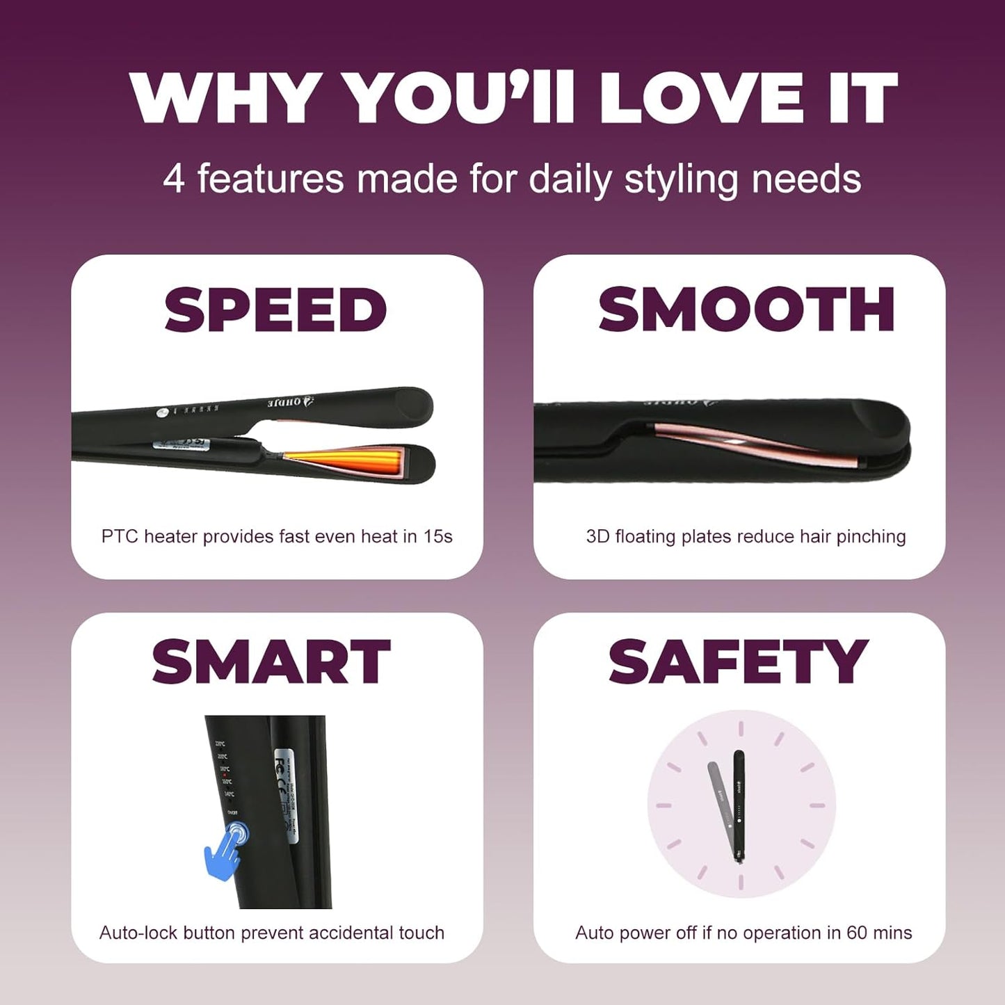 2-in-1 Curler and Straightener | Ceramic Coating, Fast Heat, Dual Voltage - Perfect for Travel