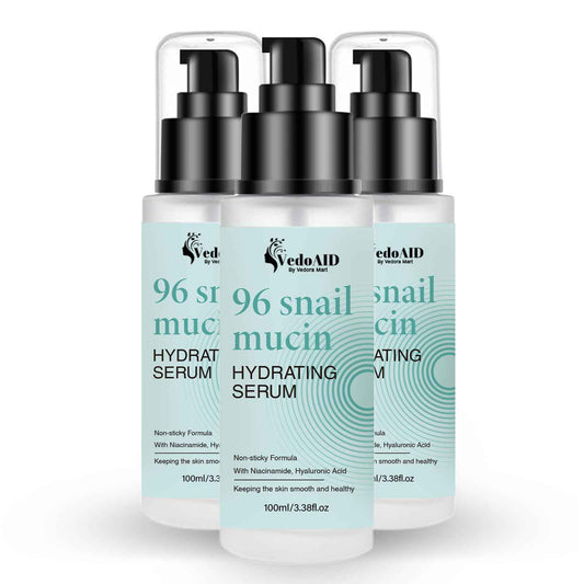 (3Pc) VedoAID Snail Mucin 96% Repair Essence: Advanced Hydrating Serum for Skin Repair, Anti-Aging, and Discoloration Correction (100ml each)