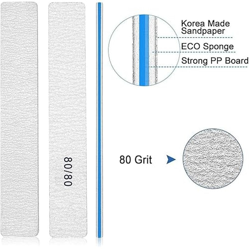 100 Pcs Nail Files for Natural Nails - 8080 Grit Nail File, Nail Files and Buffers, Strong Nail File for Acrylic Nails, Toe Nail Files, for Home and Salon Use
