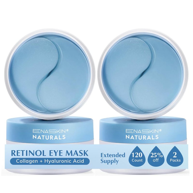 Enaskin Naturals Under Eye Patches for Dark Circles: 60 Pairs Retinol Collagen Eye Gels Mask - Reduce Wrinkles Puffy & Bags - Skin Treatment Pads - Anti Aging Moisturizer For Women (Blue 2 Pack)