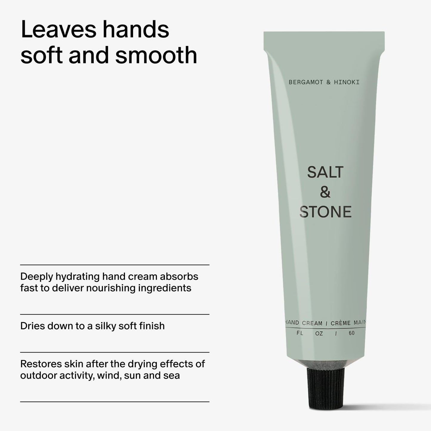 Salt & Stone Hand Cream Hand Lotion, Women & Men, Bergamot & Hinoki 2 fl oz