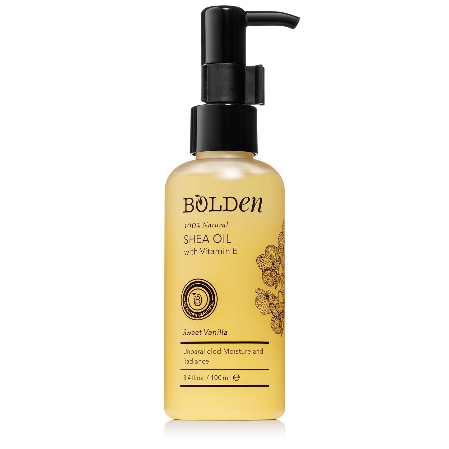 BOLDEN Sweet Vanilla Shea Body Oil with Vitamin E | Stretch Mark Pregnancy Care | 100% Natural Moisture Shea Oil | Lightweight After Shower Body Oil | 3.4 Fl Oz