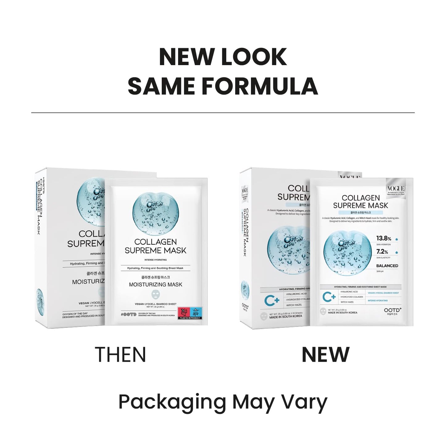 #OOTD Hydrating Soothing Sheet Masks Gift Set, Korean Vegan Facial Masks for Dry Sensitive Skin, Calming & Nourishing with Collagen, Ceramide, Cica (30-Count)