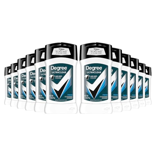Degree Men UltraClear Antiperspirant Deodorant Fresh, Pack of 12, 72-Hour Sweat & Odor Protection Antiperspirant For Men With MotionSense Technology 2.7 oz