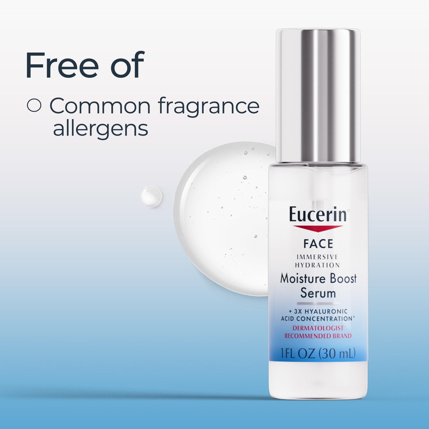 Eucerin Face Immersive Hydration Moisture Boost Face Serum, Ultra-Lightweight Hyaluronic Acid Serum Improves the Look of Fine Lines and Wrinkles, Facial Moisturizer for All Skin Types, 1 Fl Oz Bottle