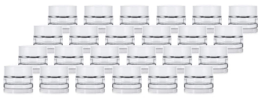 Clear Glass 0.25 oz Thick Wall Balm Jars with White Foam Lined Smooth Lids (24 pack)