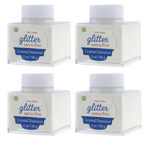 Sulyn Extra Fine Crystal Diamond Glitter Stacker Jar, 2 Ounces, Non-Toxic, Stackable and Reusable Jar, Multiple Slot Openings for Easy Dispensing and Mess Reduction, SUL50860, 4 Pack