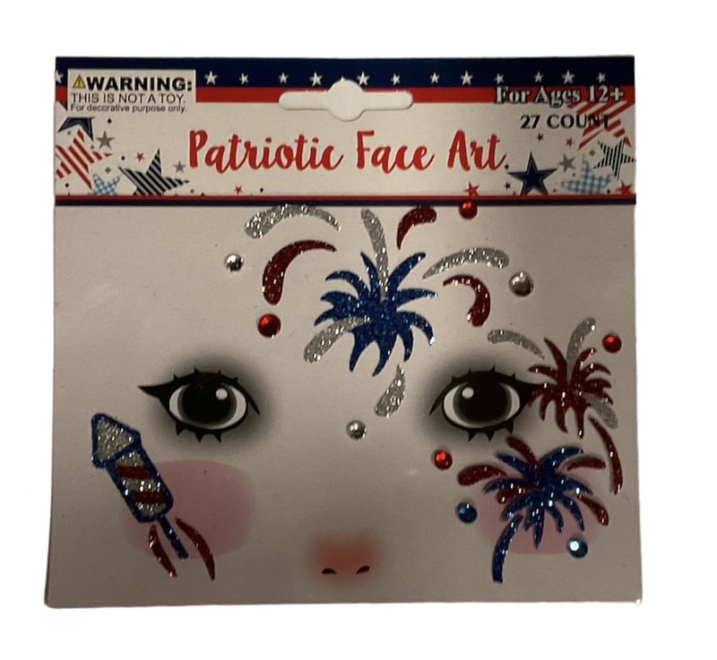 Patriotic Temporary Face Tattoos - 100 Pieces Glitter Face Art | Memorial Day 4th of July labor Day | Red White Blue Metallic Glitter | Election Party | USA