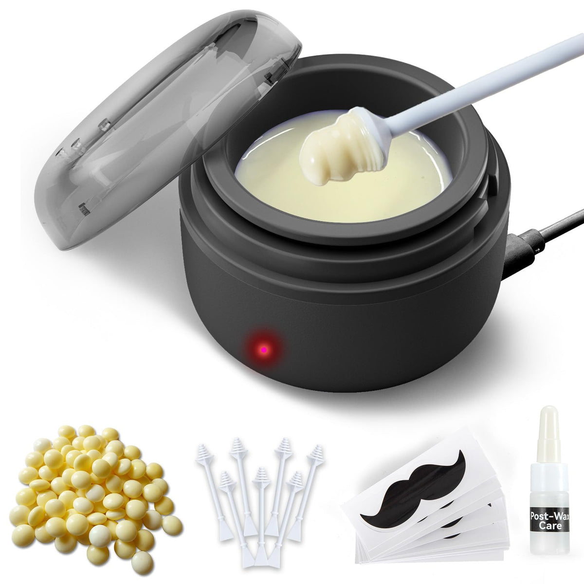 SUERBEATY Nose Wax Kit Men, Nose Hair Wax Kit with 100 g Nose Wax, Use 20 Times, Nose and Ear Hair Removal Kit For Men, USB Fast Heat, Constant Temperature, Multi-Accessories, Travel Use, Light Black