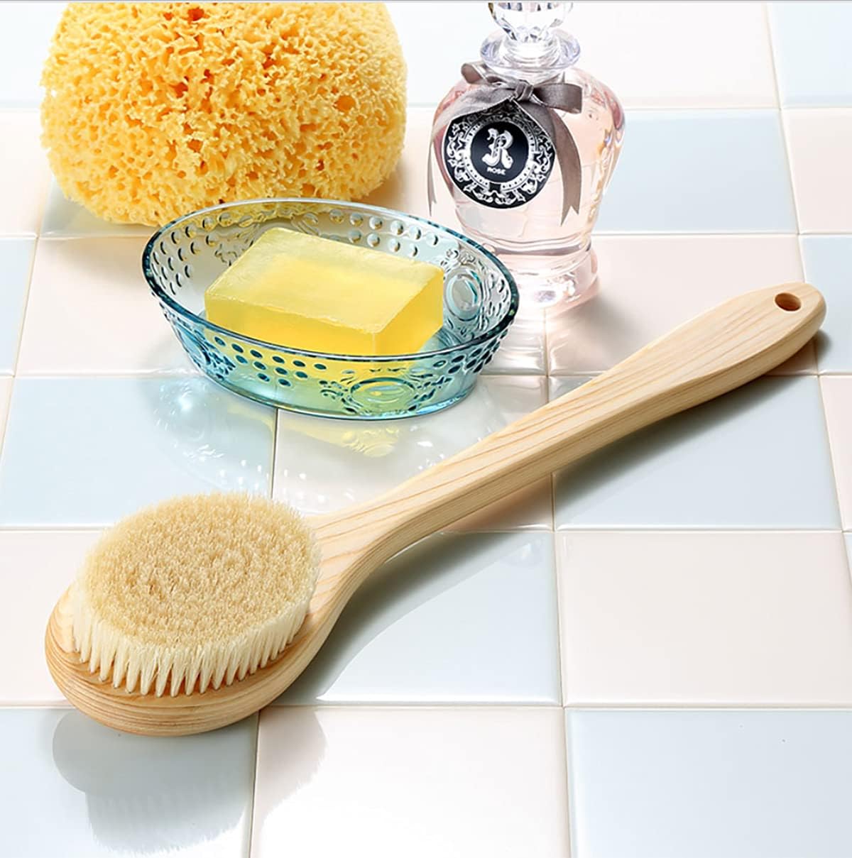 Body Brush - Long Handle 14-Inch Boar Bristle Brush with Japanese Hinoki Wood Handle