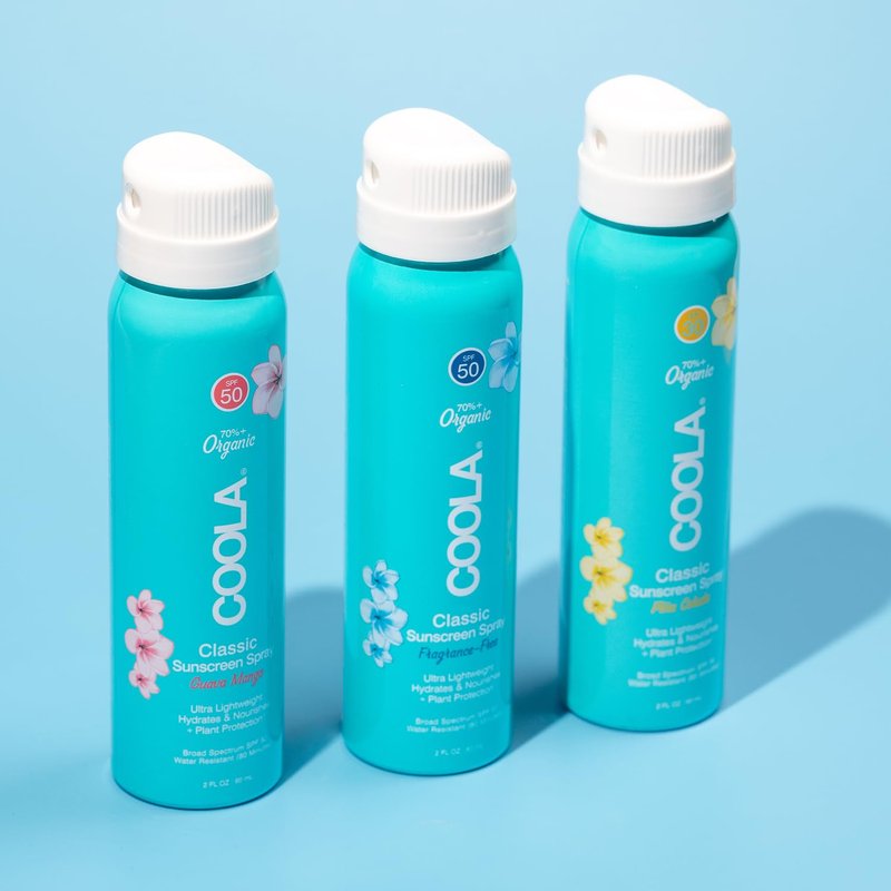 COOLA Organic Sunscreen SPF 50 & 30 - Vegan, Gluten-Free Sunblock Spray Kit | Travel Size, 2 Fl Oz, 3 Pack
