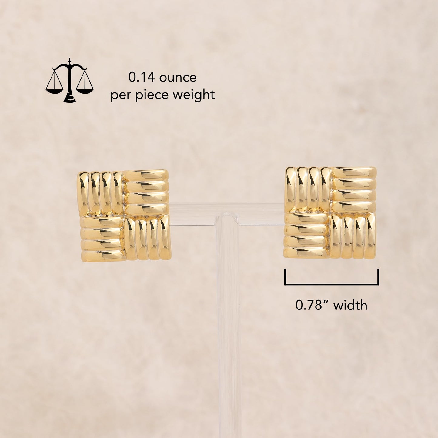 JeanBeau Chunky Large Square Stud Earrings for Women, Trendy Statement Geometric Rectangle Textured Lightweight Hypoallergenic Earing Prom Fashion Jewelry Gift