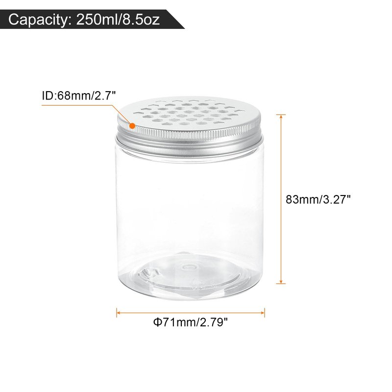 HARFINGTON 12 Pcs Empty Scent Beads Storage Container 8.5oz/250ml Air Freshener Tins Round Refillable Spice Containers Plastic Jars Sample for Travel Storage