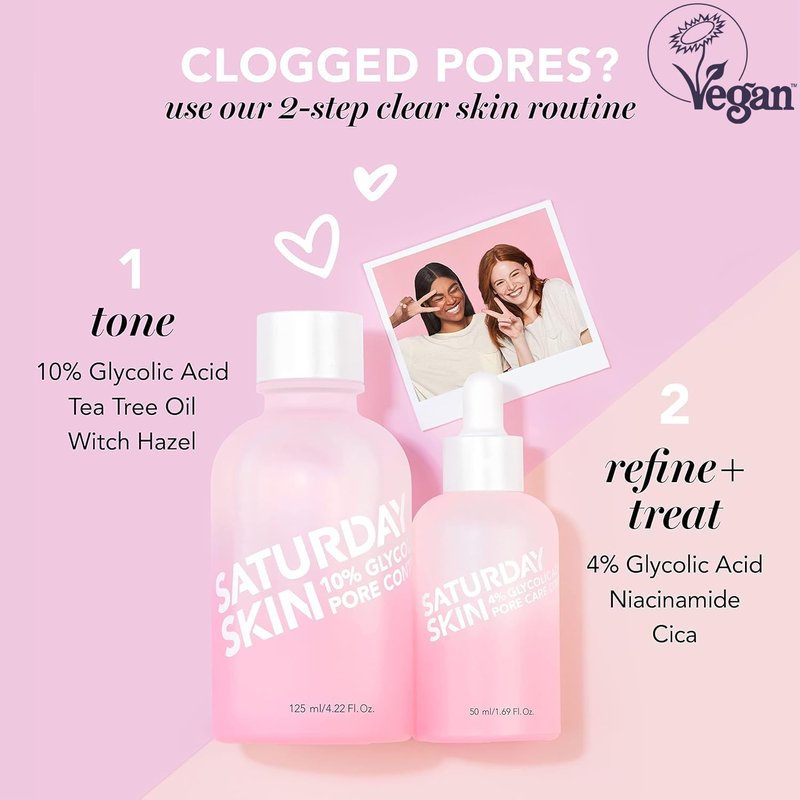 Saturday Skin Pore Serum Active Treatment for Face 4% Glycolic Acid Pore Care Complex Help Refine Skin’s Texture Reduce Pores Sebum Control AHA Acne Pimple Pore essence Anti-Aging(1.69 Fl. Oz. 50ml)