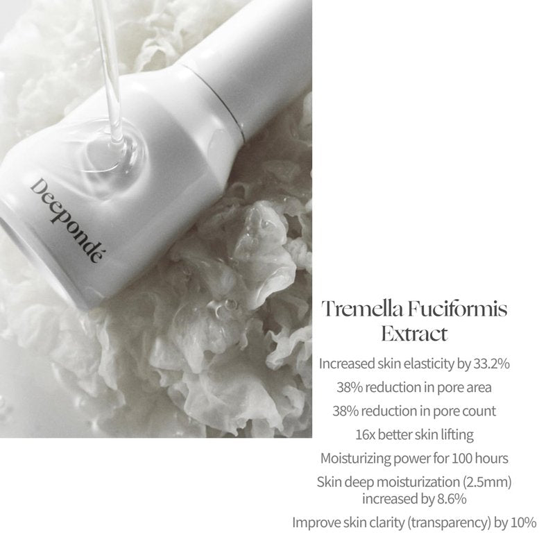 Deeponde Signature Origin 100 Ampoule - Tremella Fuciformis Extract 100% | Elasticity, Lifting, Moisturizing, 1.69 Fl Oz