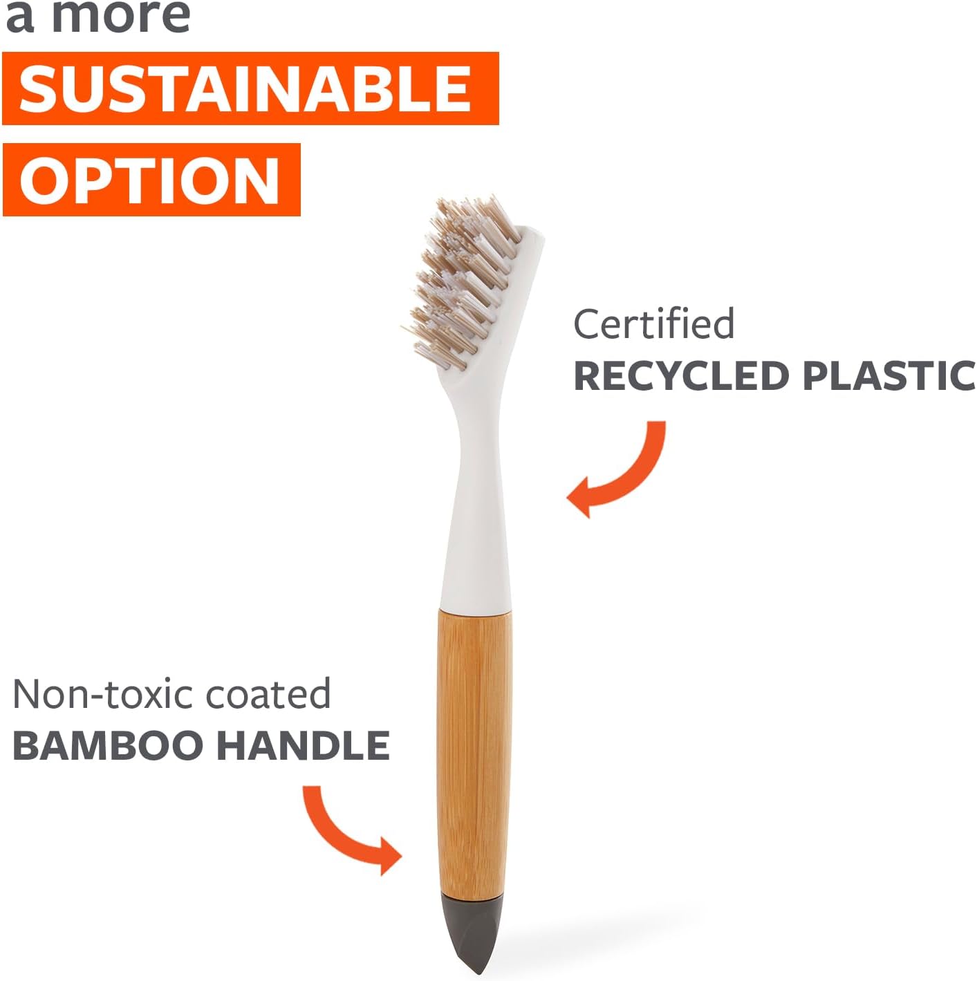 Full Circle Micro Manager - Deep Cleaning Brush for Crevices & Grout | Tough Bristles, Sustainable Bamboo Handle, White